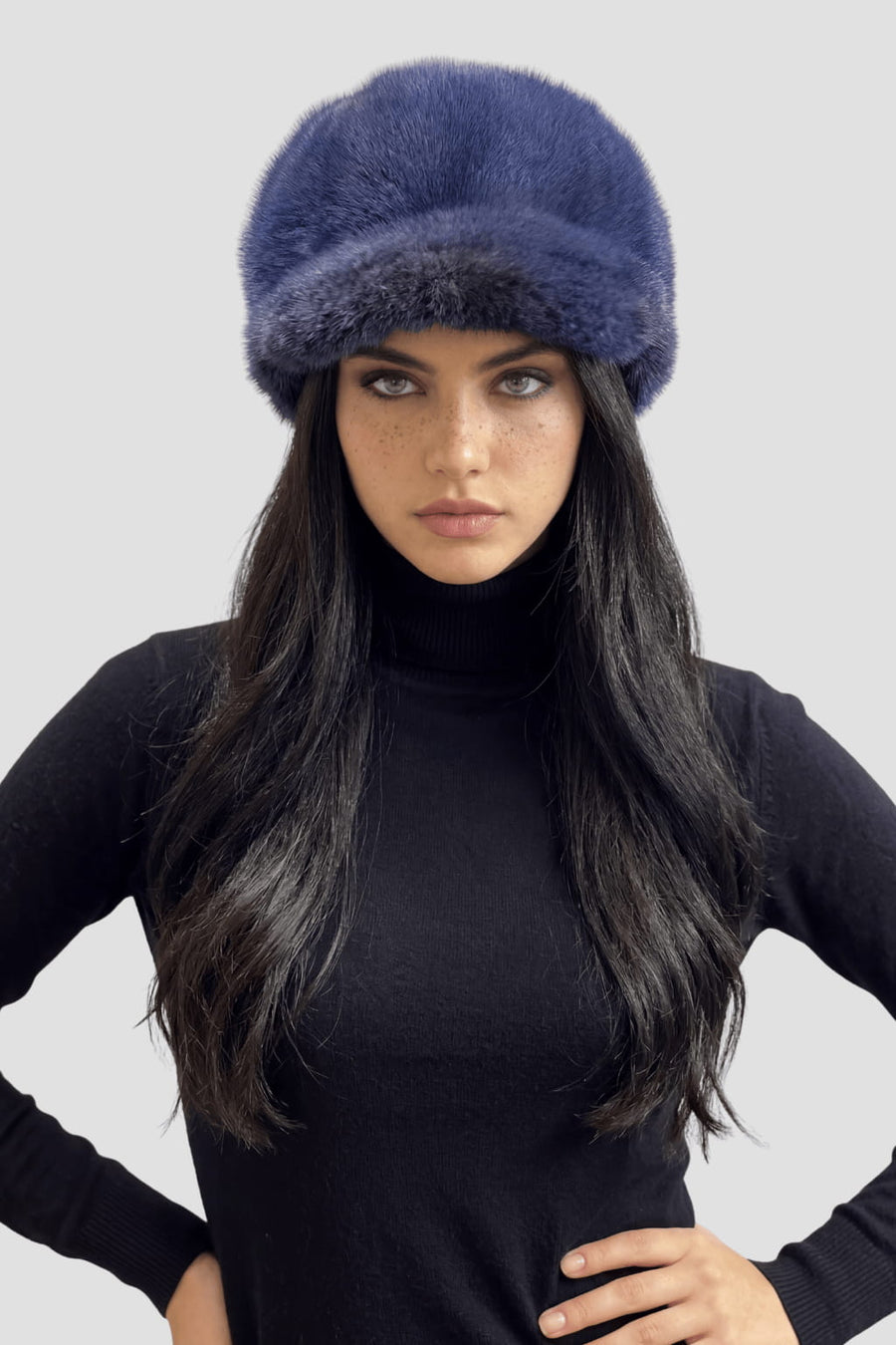 Toque fourrure bleu Héritage fourrure