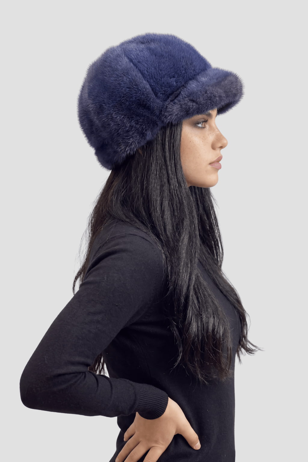 Toque fourrure bleu Héritage fourrure