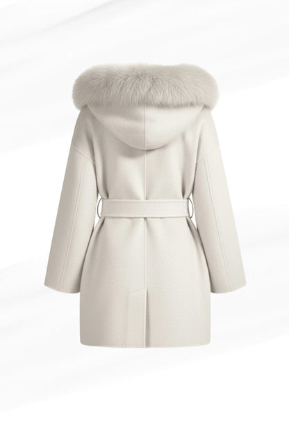 Veste à fourrure avec capuche blanche Héritage fourrure
