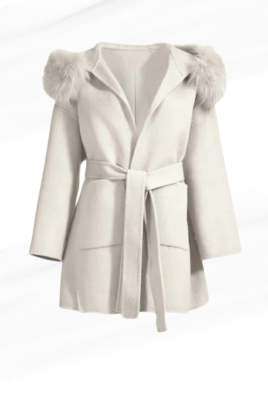 Veste à fourrure avec capuche blanche Héritage fourrure