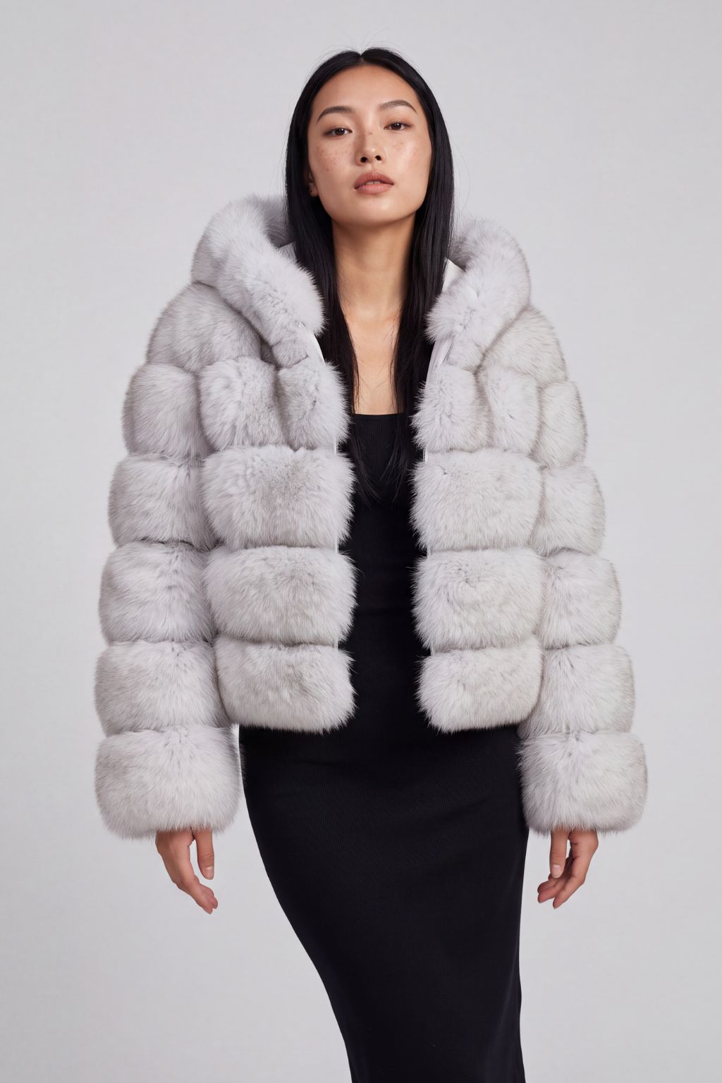Veste à fourrure avec capuche blanche Héritage fourrure
