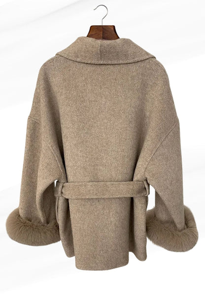 Veste cachemire fourrure femme marron Héritage fourrure