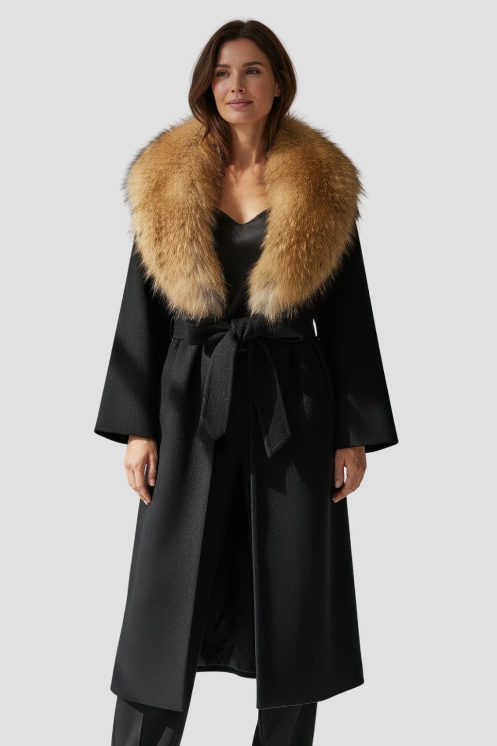 Veste cachemire fourrure femme noire Héritage fourrure