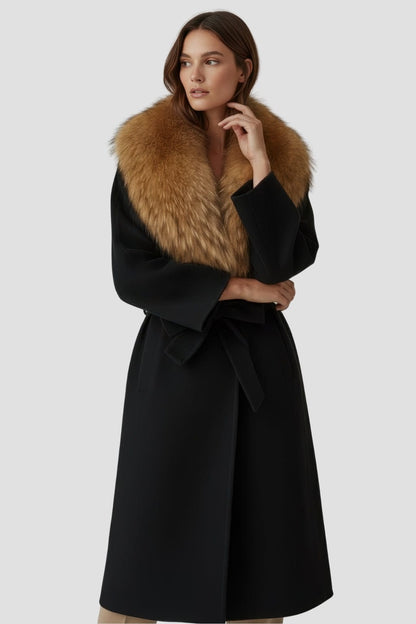 Veste cachemire fourrure femme noire Héritage fourrure