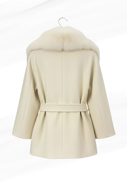 Veste col en fourrure beige Héritage fourrure