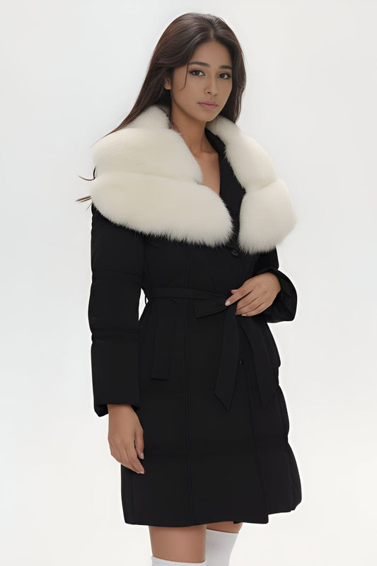 Veste col en fourrure blanc Héritage fourrure