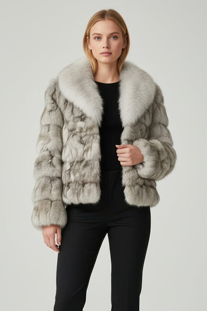 Veste col en fourrure blanc Héritage fourrure