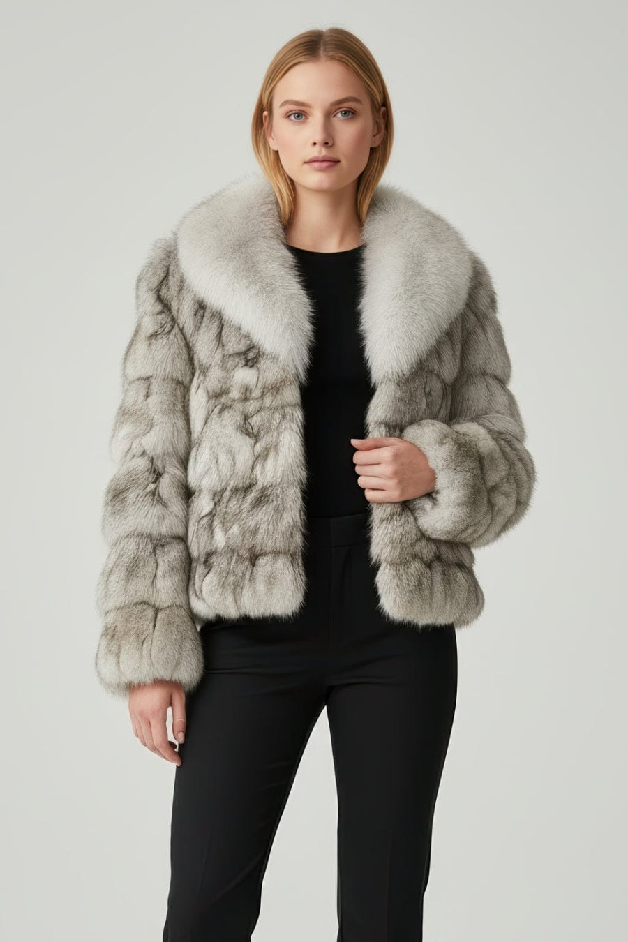 Veste col en fourrure blanc Héritage fourrure