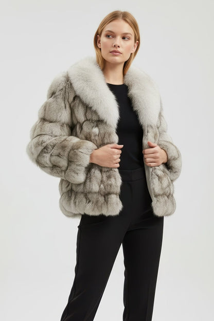 Veste col en fourrure blanc Héritage fourrure