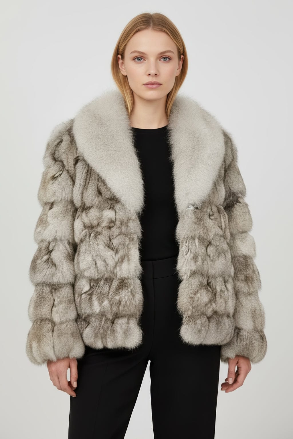 Veste col en fourrure blanc Héritage fourrure