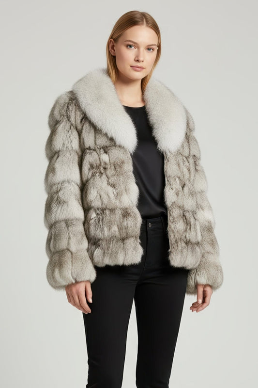 Veste col en fourrure blanc Héritage fourrure