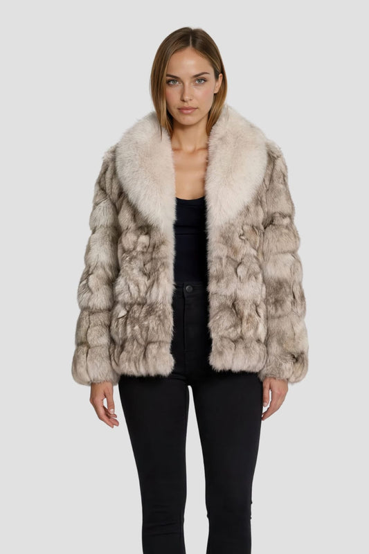 Veste col en fourrure blanc Héritage fourrure