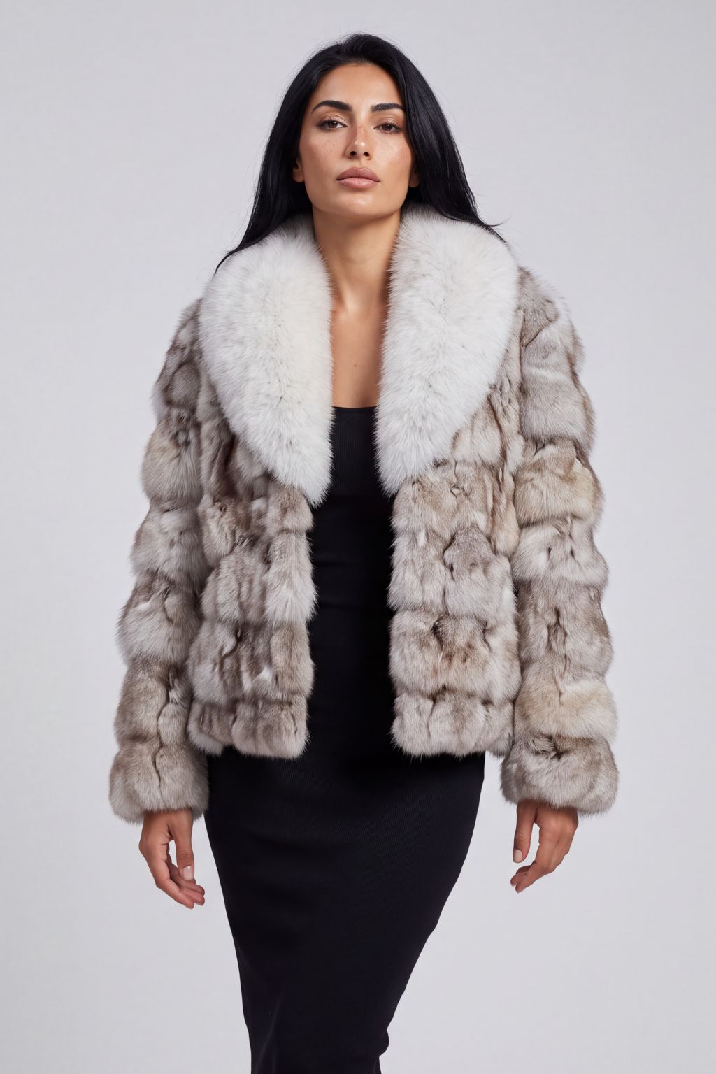 Veste col en fourrure blanc Héritage fourrure