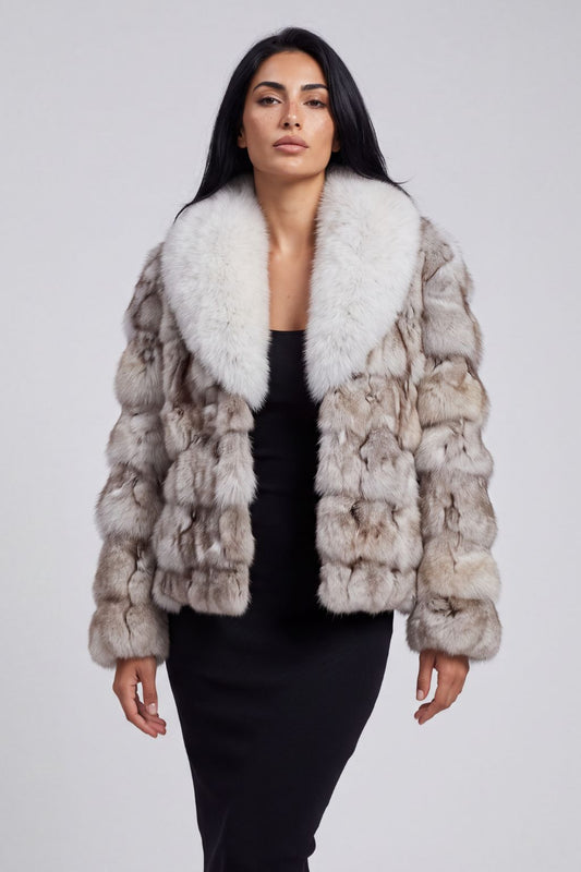 Veste col en fourrure blanc Héritage fourrure