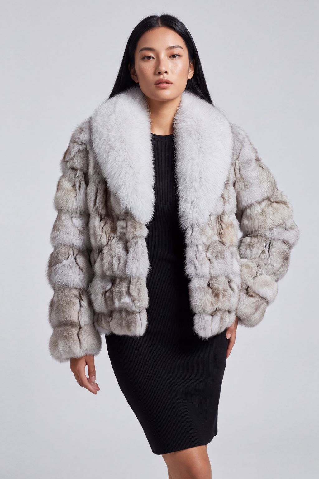 Veste col en fourrure blanc Héritage fourrure