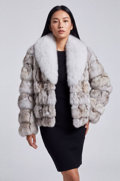 Veste col en fourrure blanc Héritage fourrure