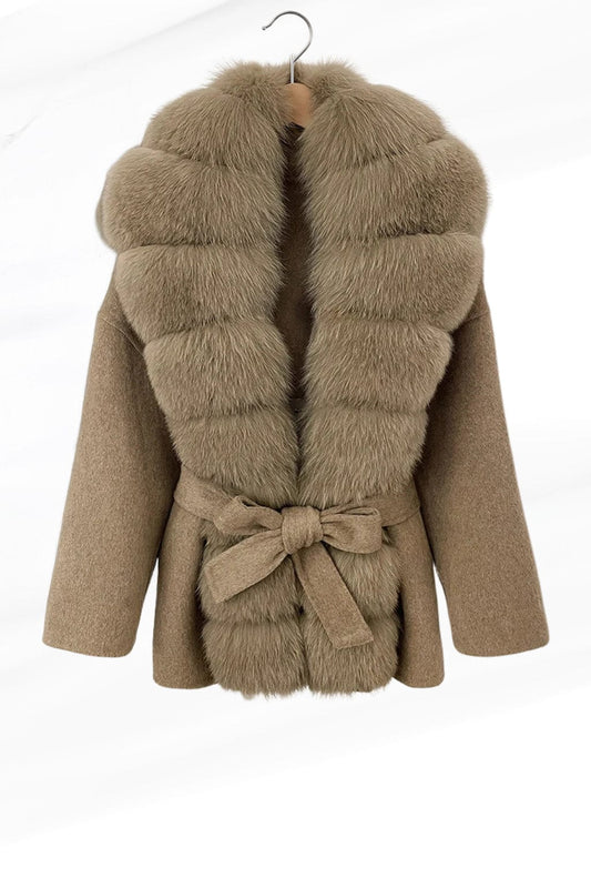 Veste col en fourrure marron Héritage fourrure