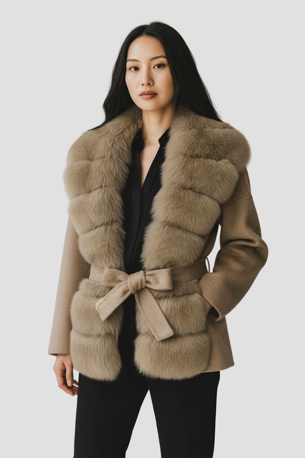 Veste col en fourrure marron Héritage fourrure