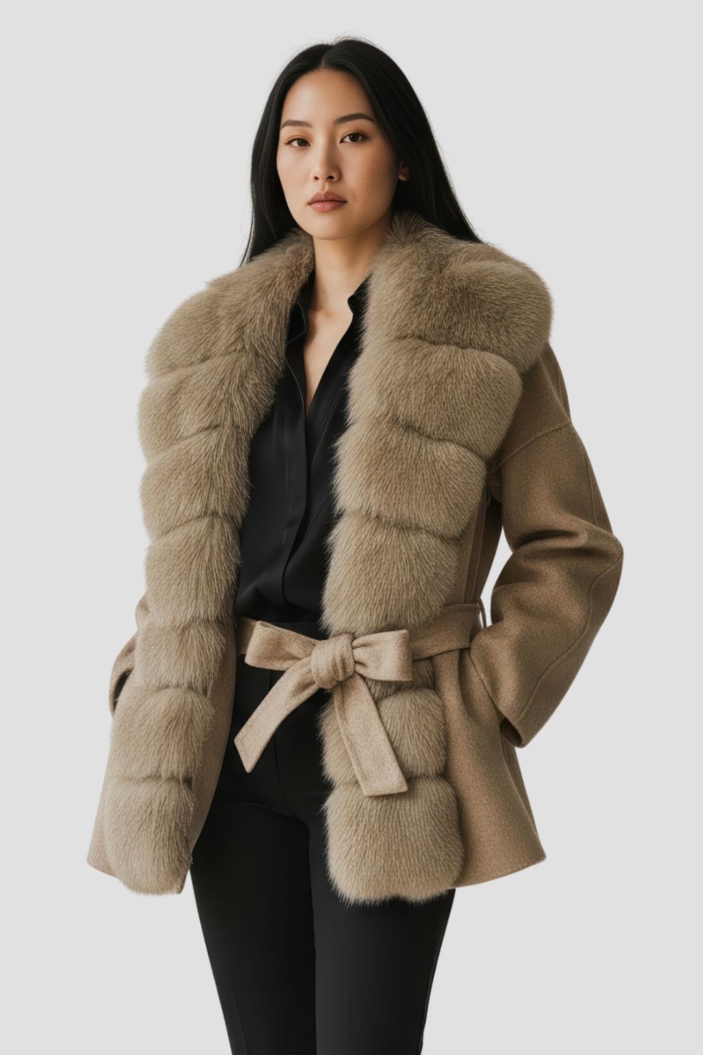 Veste col en fourrure marron Héritage fourrure