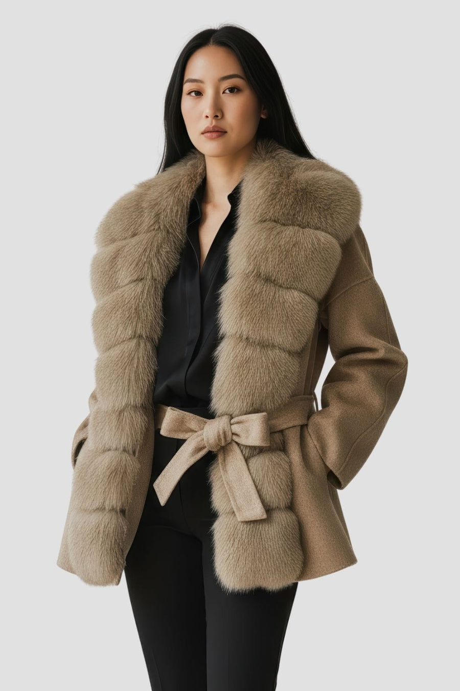 Veste col en fourrure marron Héritage fourrure