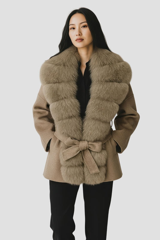 Veste col en fourrure marron Héritage fourrure