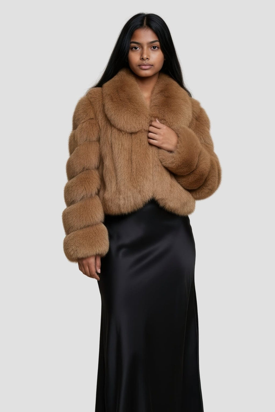 Veste col en fourrure marron Héritage fourrure