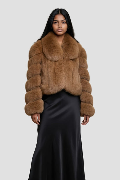 Veste col en fourrure marron Héritage fourrure