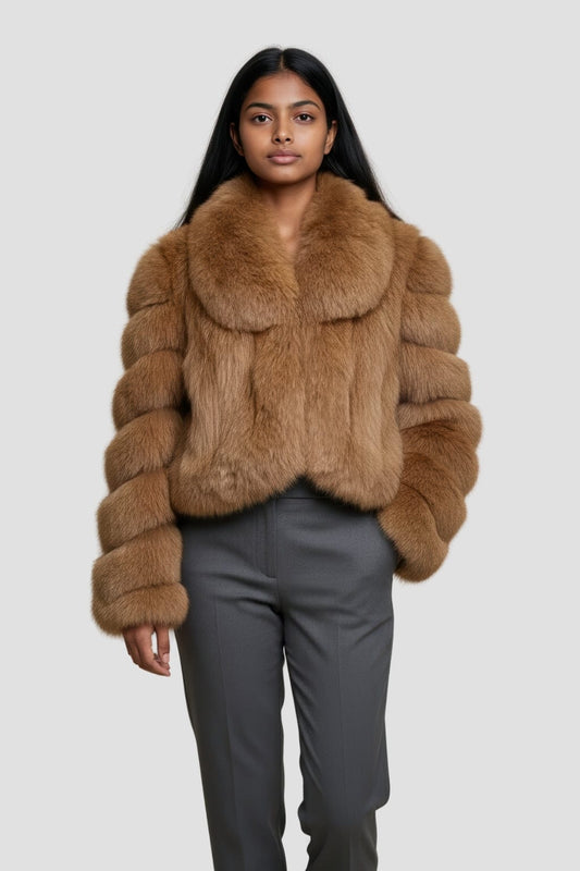 Veste col en fourrure marron Héritage fourrure