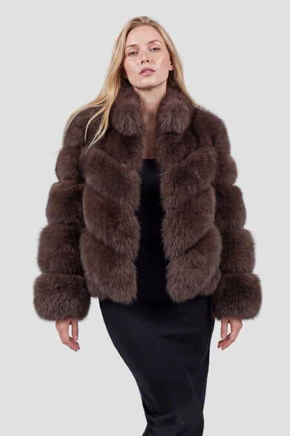 Veste col en fourrure marron Héritage fourrure