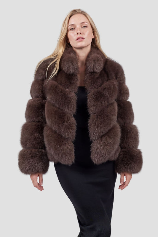 Veste col en fourrure marron Héritage fourrure