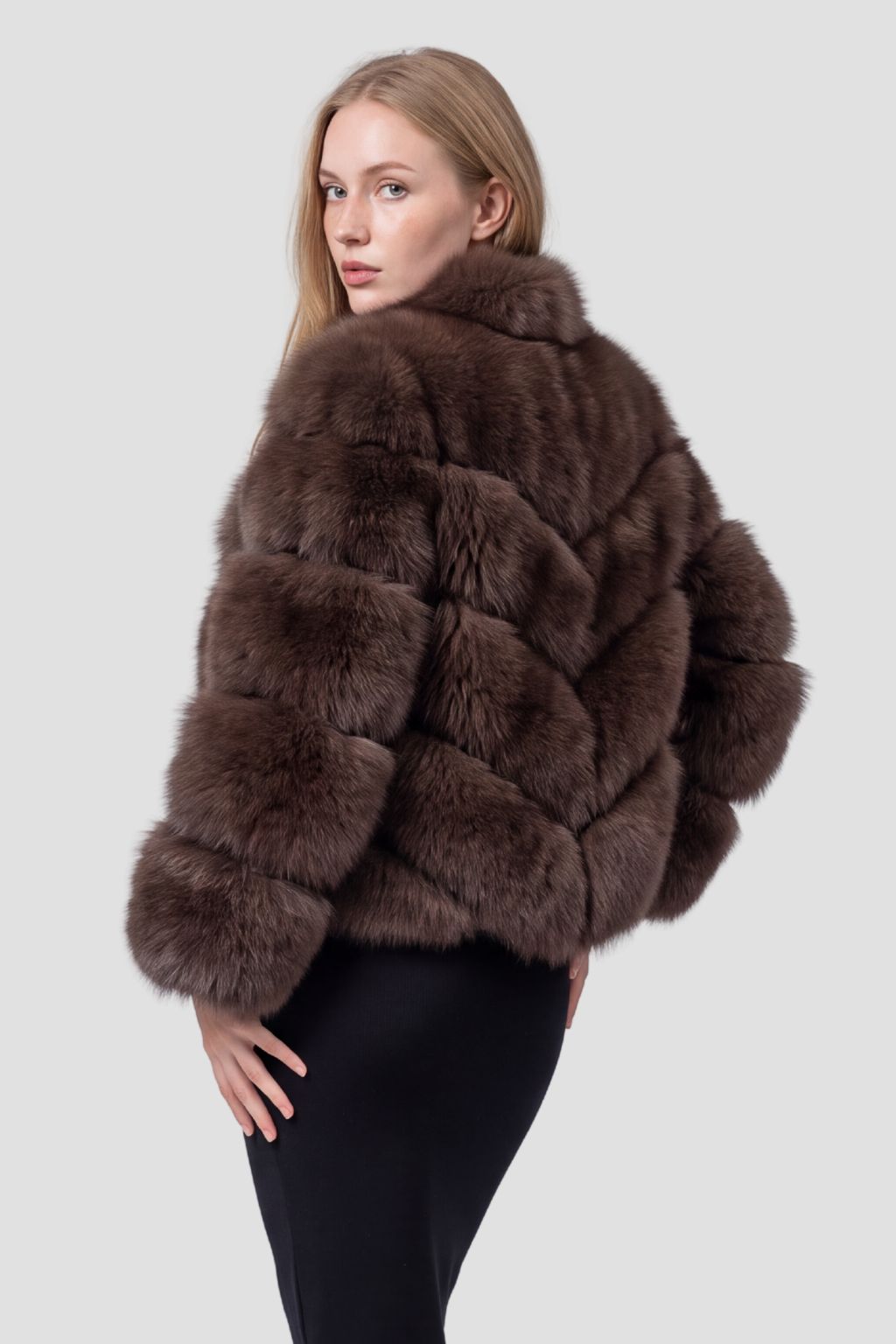 Veste col en fourrure marron Héritage fourrure