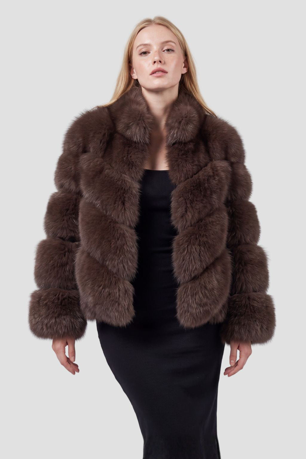 Veste col en fourrure marron Héritage fourrure