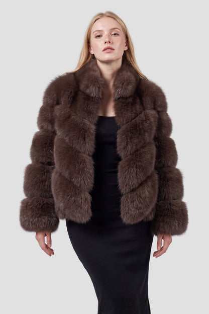 Veste col en fourrure marron Héritage fourrure