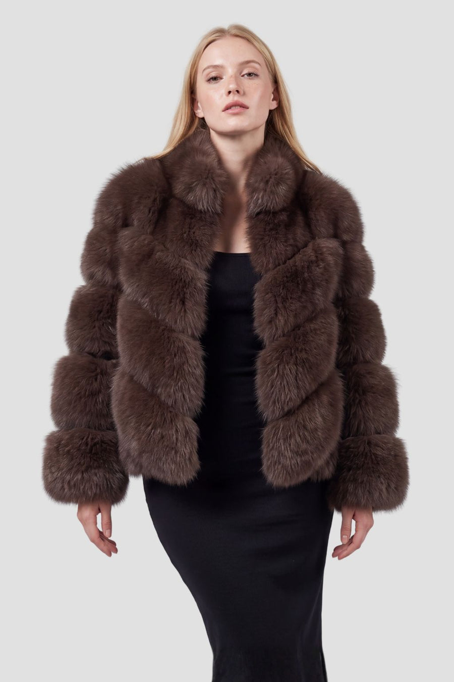 Veste col en fourrure marron Héritage fourrure