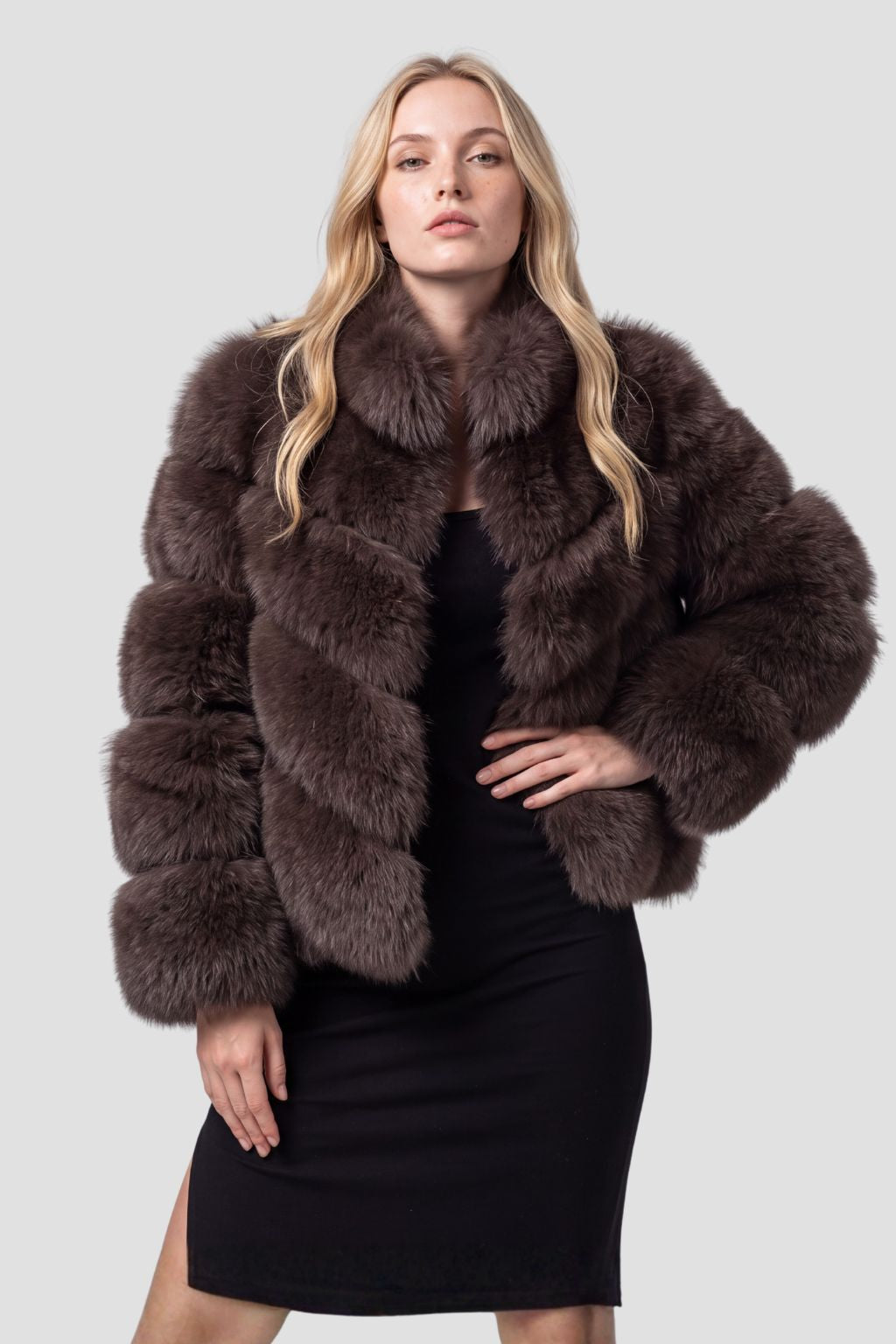Veste col en fourrure marron Héritage fourrure