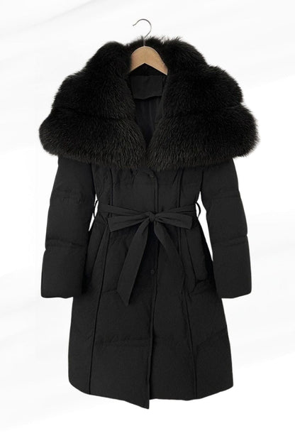 Veste col en fourrure noire Héritage fourrure