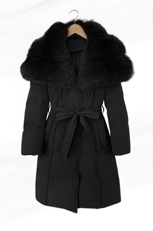 Veste col en fourrure noire Héritage fourrure