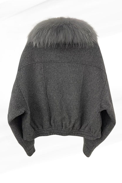 Veste courte en fourrure grise Héritage fourrure