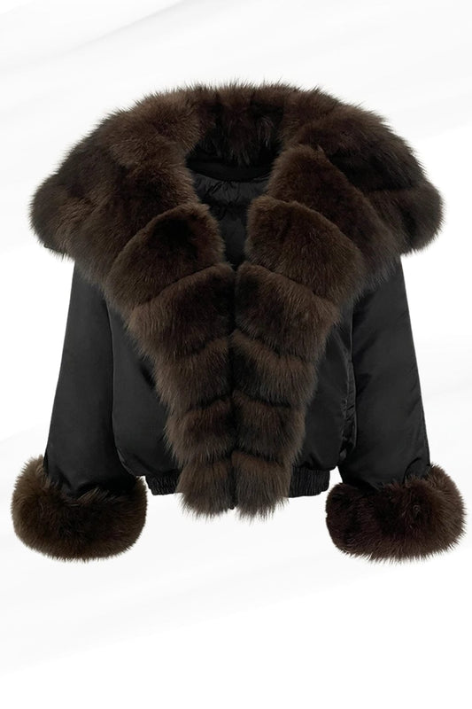 Veste courte en fourrure noire Héritage fourrure