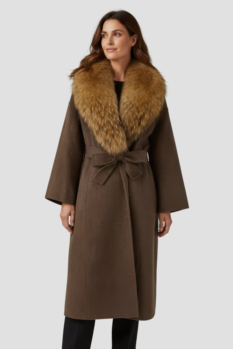 Veste en fourrure mi longue brune Héritage fourrure