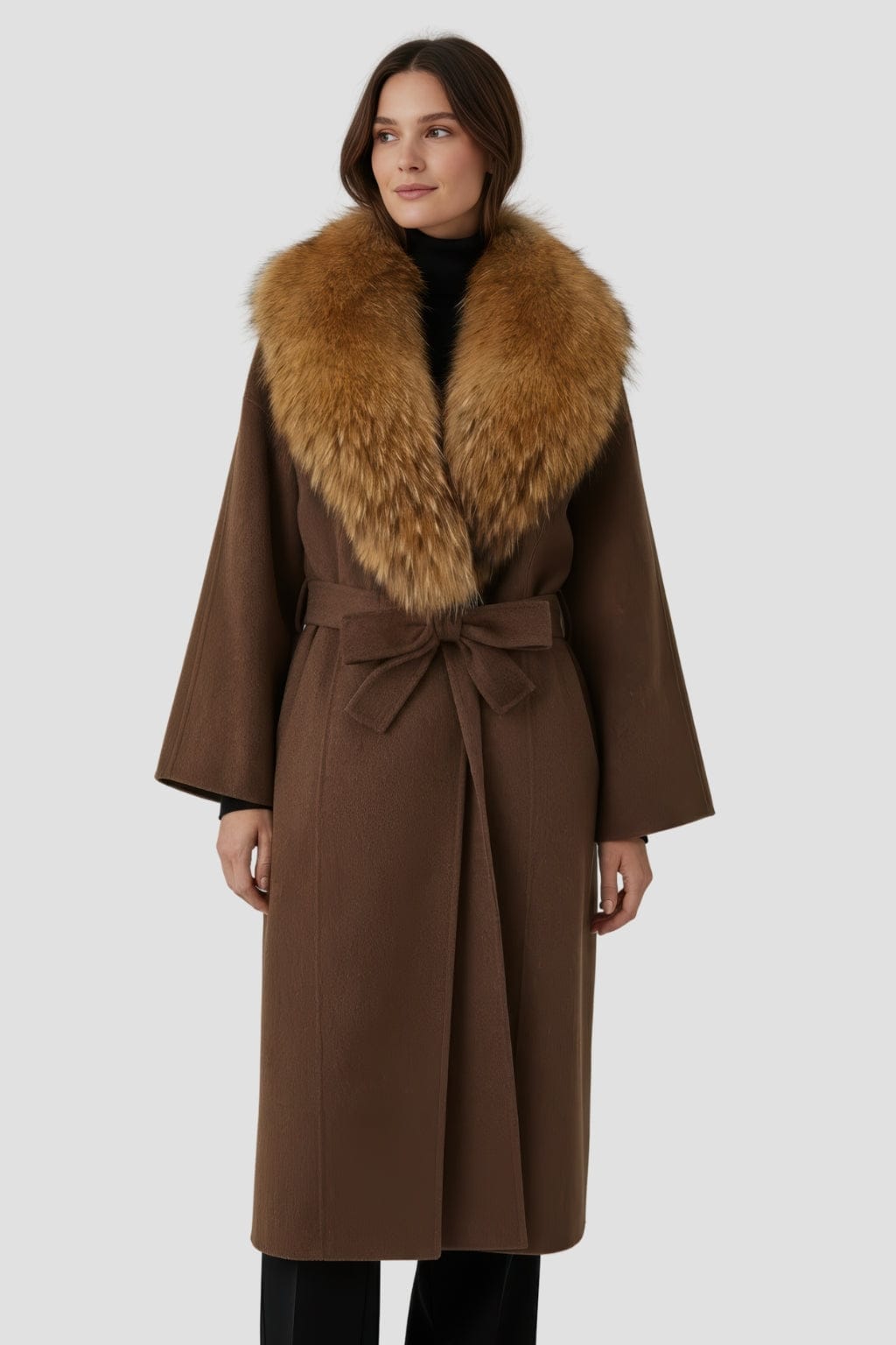 Veste en fourrure mi longue brune Héritage fourrure