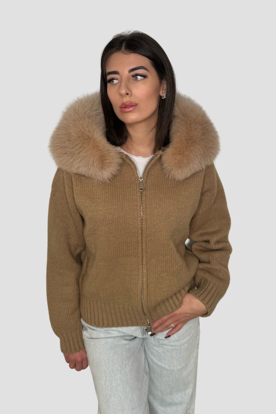 Veste en laine à fourrure femme Héritage fourrure