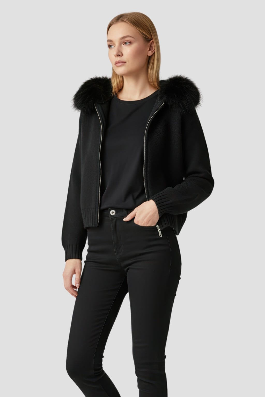 Veste en laine à fourrure femme Héritage fourrure