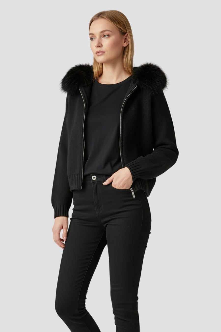 Veste en laine à fourrure femme Héritage fourrure