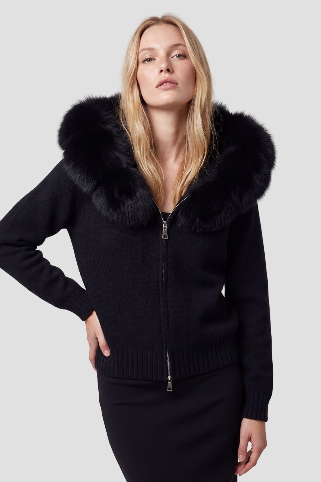 Veste en laine à fourrure femme Héritage fourrure