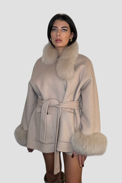Veste fourrure femme beige Héritage fourrure