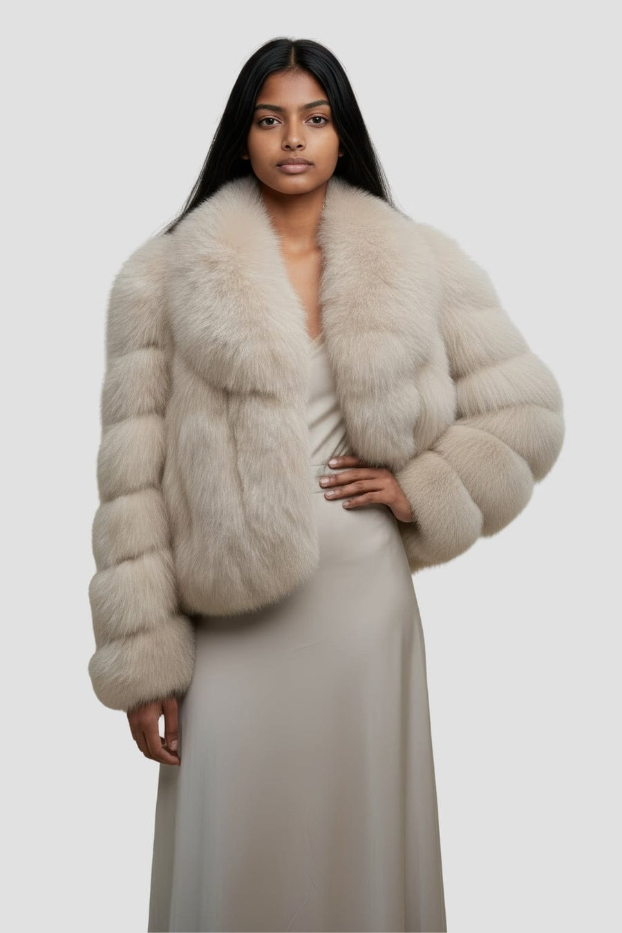 Veste fourrure femme beige Héritage fourrure