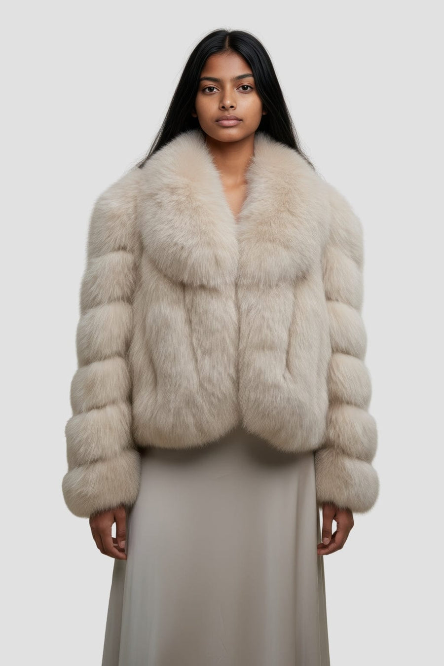 Veste fourrure femme beige Héritage fourrure