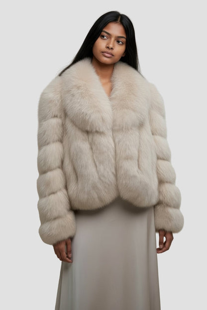 Veste fourrure femme beige Héritage fourrure