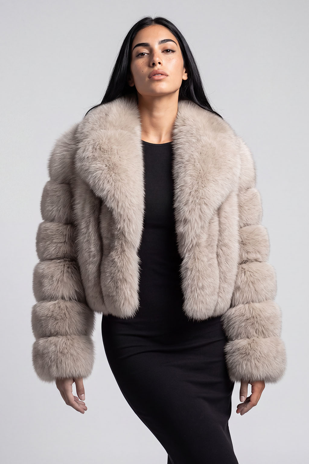 Veste fourrure femme beige Héritage fourrure